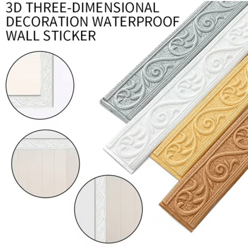 3D Wall Border Sticker Trim Waterproof SelfAdhesive Skirting For Elegant Finishes 8