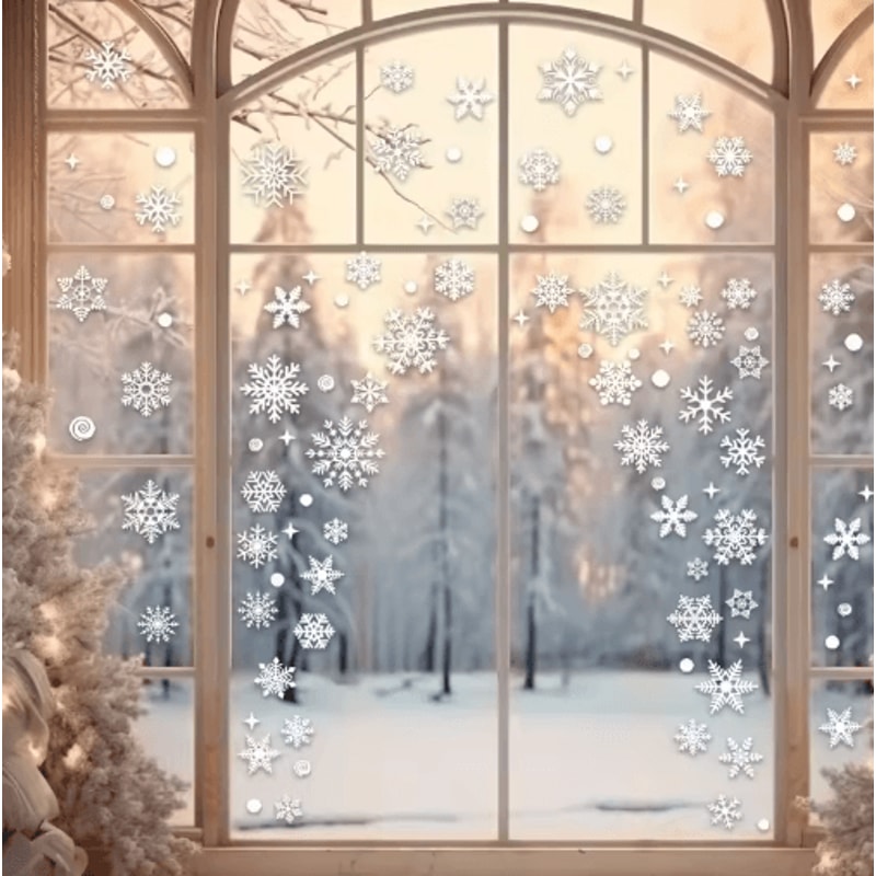 Christmas Snowflake Window Stickers Festive Holiday Glass Decor For Home 2