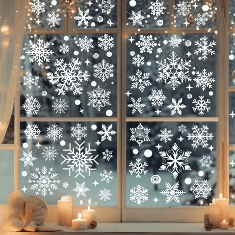 Christmas Snowflake Window Stickers Festive Holiday Glass Decor For Home 3