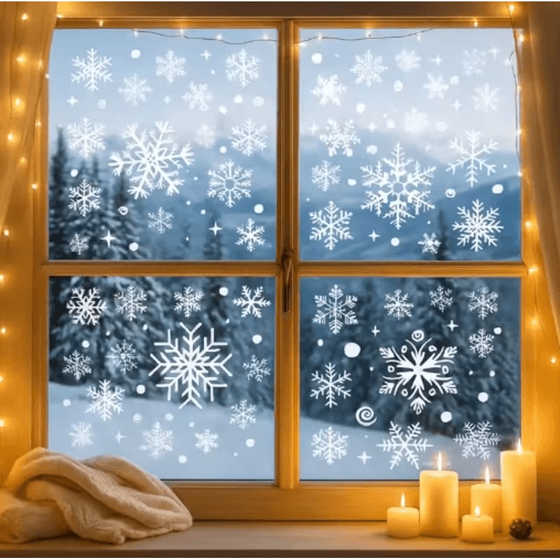 Christmas Snowflake Window Stickers Festive Holiday Glass Decor For Home 4