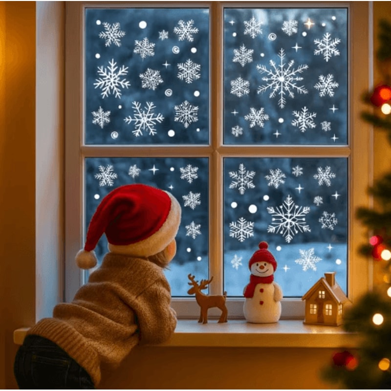 Christmas Snowflake Window Stickers Festive Holiday Glass Decor For Home 5