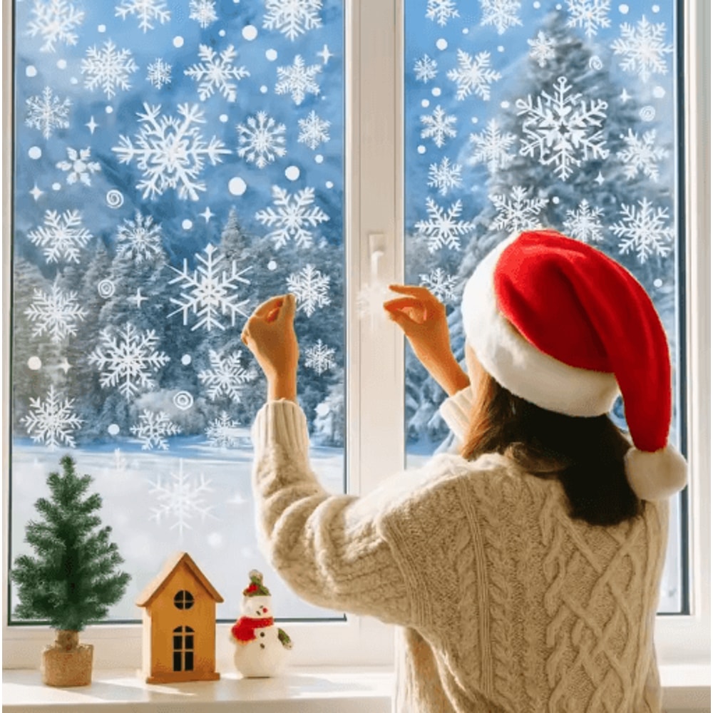Christmas Snowflake Window Stickers Festive Holiday Glass Decor For Home 6