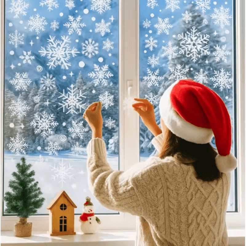 Christmas Snowflake Window Stickers Festive Holiday Glass Decor For Home 6