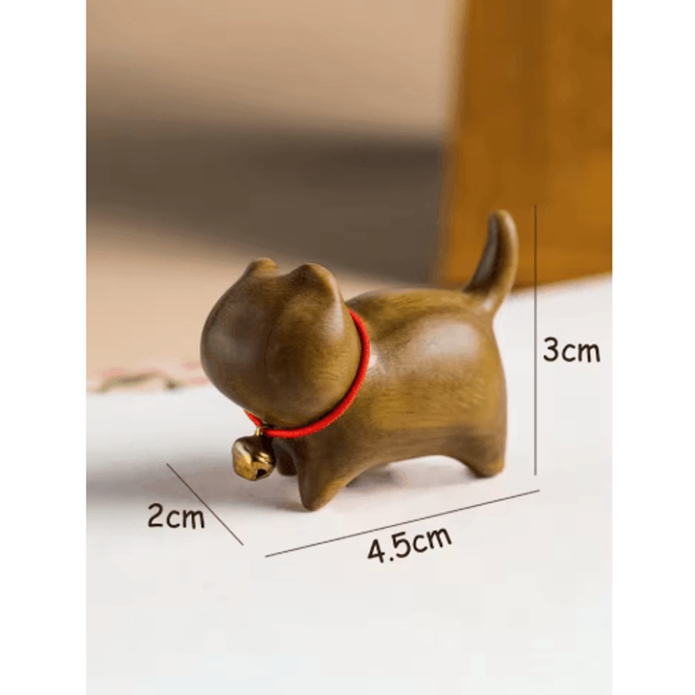 HandCarved Wooden Cat Figurine Mini Natural Wood Decor For Cozy Spaces 2