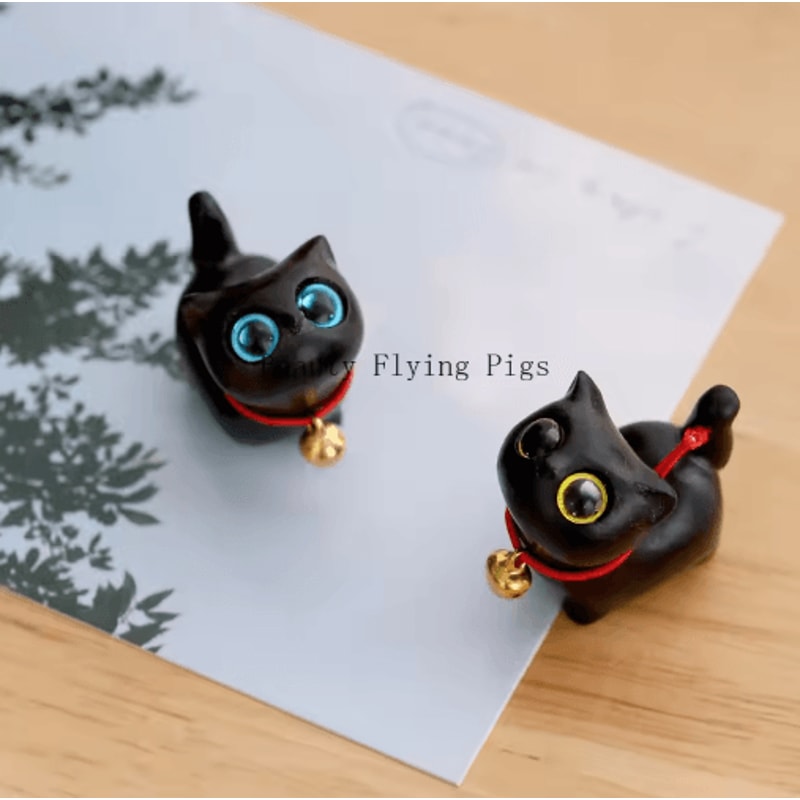 HandCarved Wooden Cat Figurine Mini Natural Wood Decor For Cozy Spaces 4