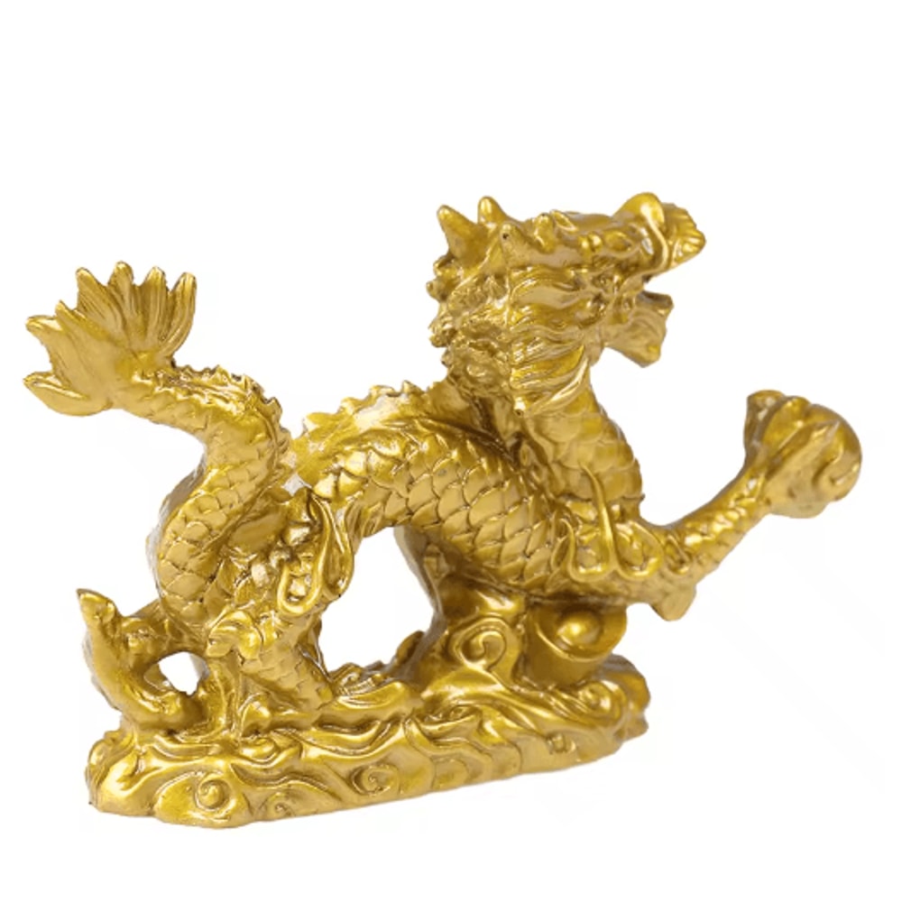 Golden Dragon Zodiac Statue Lucky Feng Shui Dragon Decor For Prosperity 1