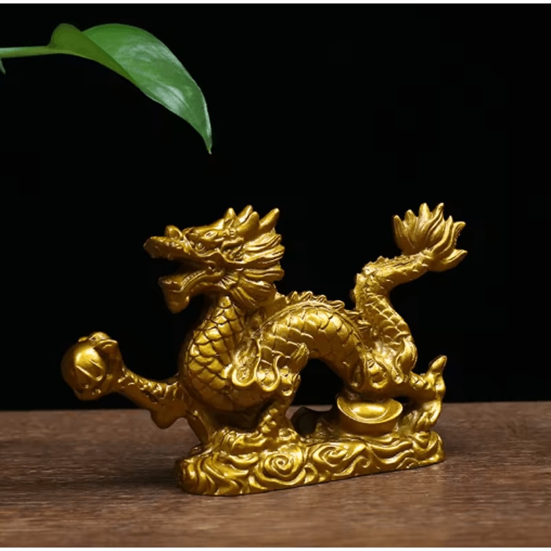 Golden Dragon Zodiac Statue Lucky Feng Shui Dragon Decor For Prosperity 2