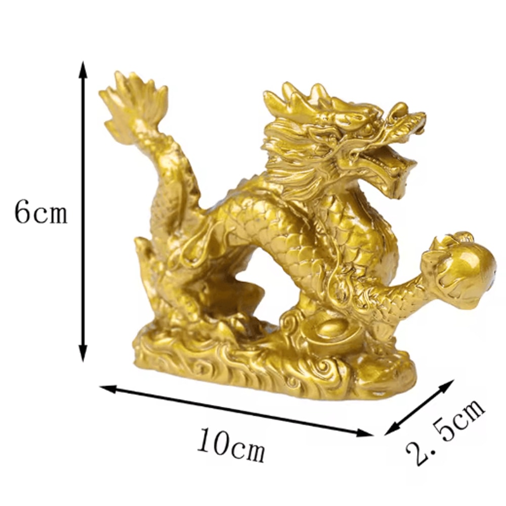 Golden Dragon Zodiac Statue Lucky Feng Shui Dragon Decor For Prosperity 3