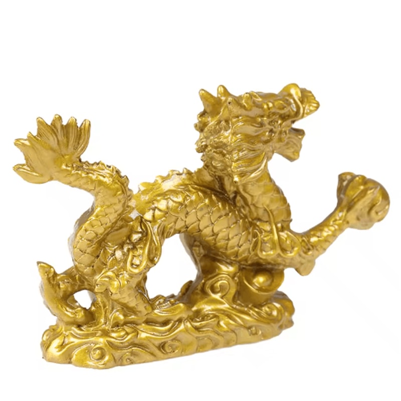 Golden Dragon Zodiac Statue Lucky Feng Shui Dragon Decor For Prosperity 5