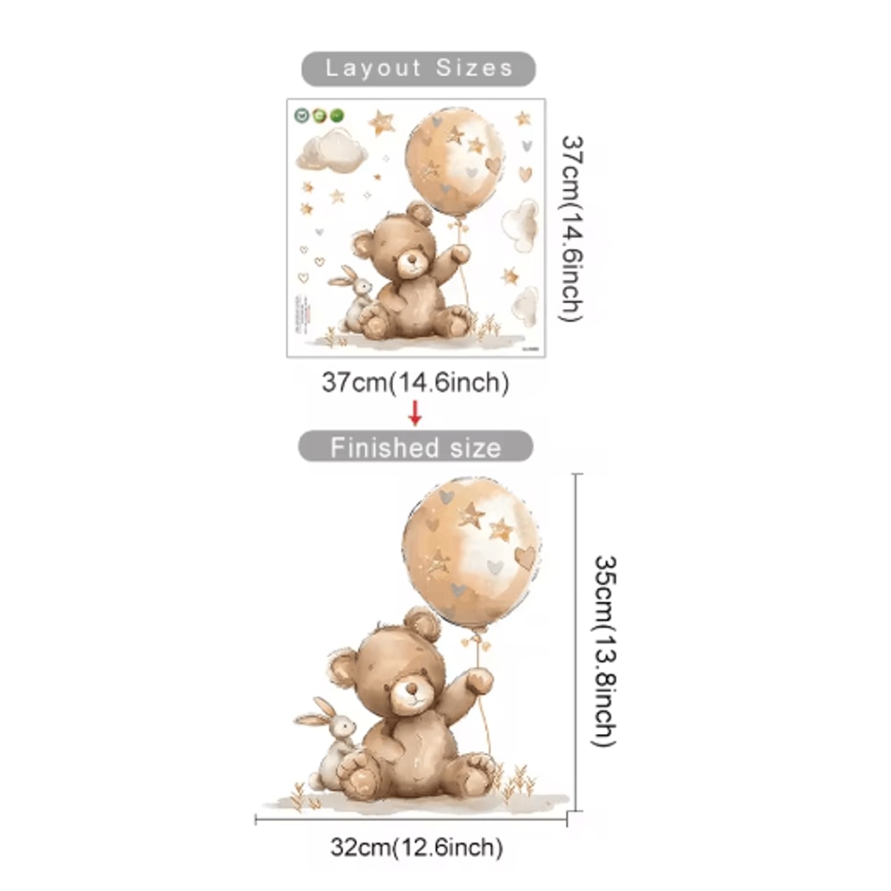 Cartoon Hot Air Balloon Animal Wall Stickers Cute Nursery Decor For Kids Rooms 10