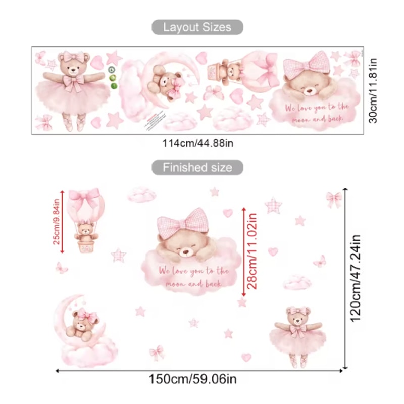 Cartoon Hot Air Balloon Animal Wall Stickers Cute Nursery Decor For Kids Rooms 4