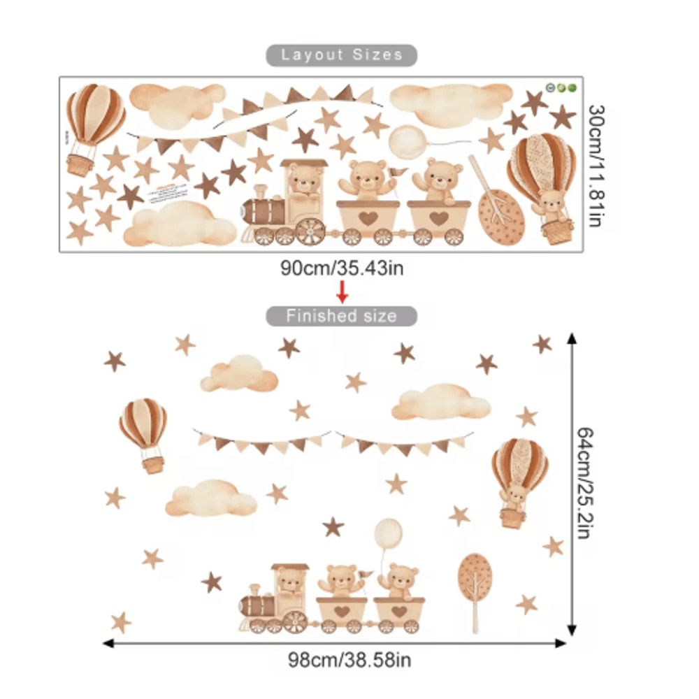 Cartoon Hot Air Balloon Animal Wall Stickers Cute Nursery Decor For Kids Rooms 7