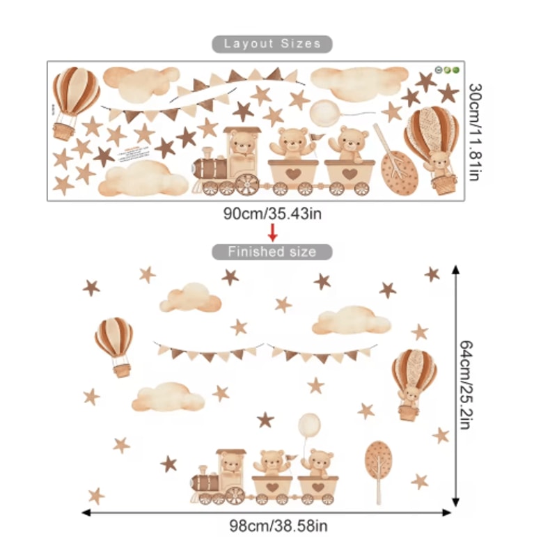 Cartoon Hot Air Balloon Animal Wall Stickers Cute Nursery Decor For Kids Rooms 7