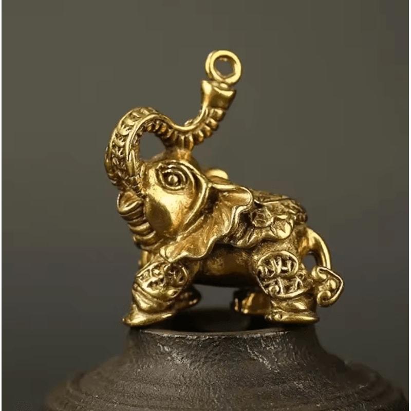 Brass Elephant Figurine Auspicious Mini Elephant Decor For Home Office 3