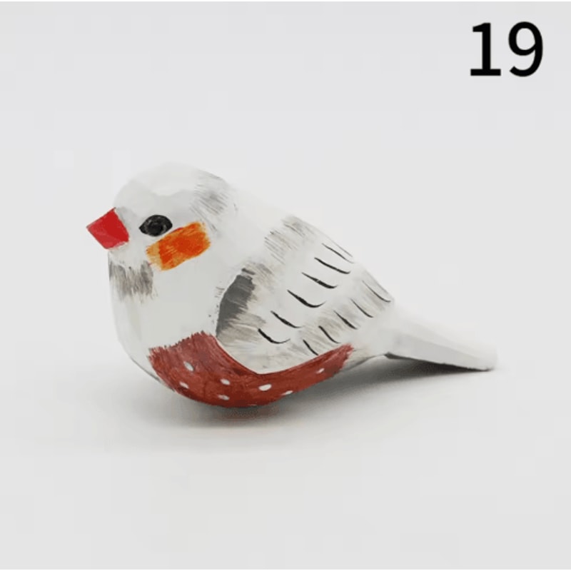 HandCarved Wooden Bird Figurine Cute Mini Wood Carving Decor Gift 1