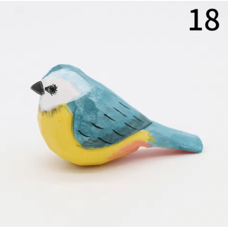 HandCarved Wooden Bird Figurine Cute Mini Wood Carving Decor Gift 2