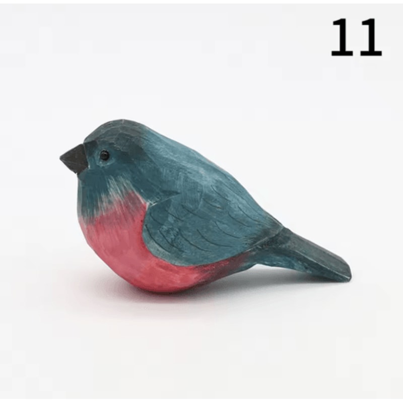 HandCarved Wooden Bird Figurine Cute Mini Wood Carving Decor Gift 9