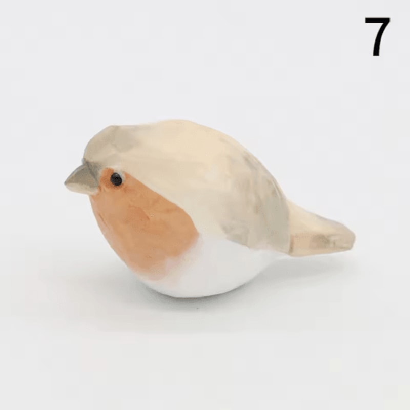 HandCarved Wooden Bird Figurine Cute Mini Wood Carving Decor Gift 13
