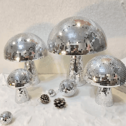 mushroom disco ball decor – mirror party accent for stylish spaces