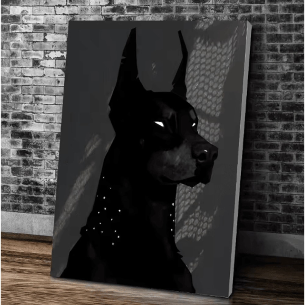 Doberman Woman Canvas Art Modern Dog Portrait Wall Decor For Stylish Homes 1
