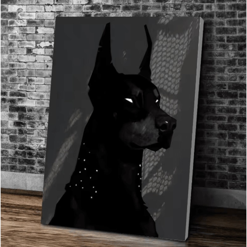Doberman Woman Canvas Art Modern Dog Portrait Wall Decor For Stylish Homes 1
