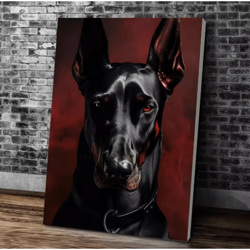 Doberman Woman Canvas Art Modern Dog Portrait Wall Decor For Stylish Homes 10
