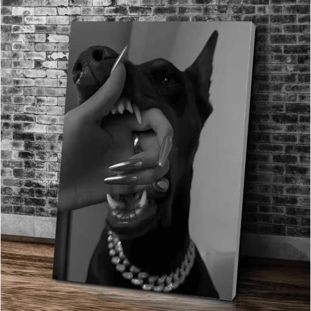 Doberman Woman Canvas Art Modern Dog Portrait Wall Decor For Stylish Homes 5