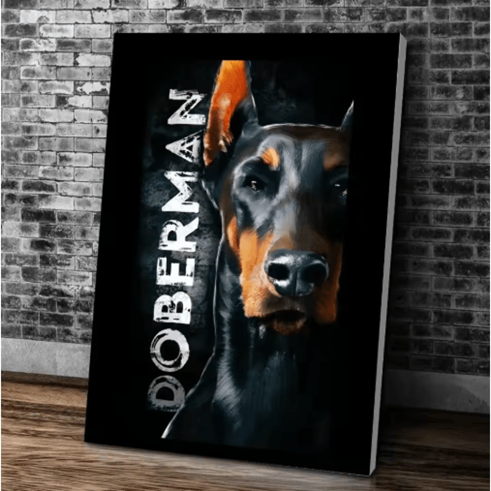 Doberman Woman Canvas Art Modern Dog Portrait Wall Decor For Stylish Homes 6