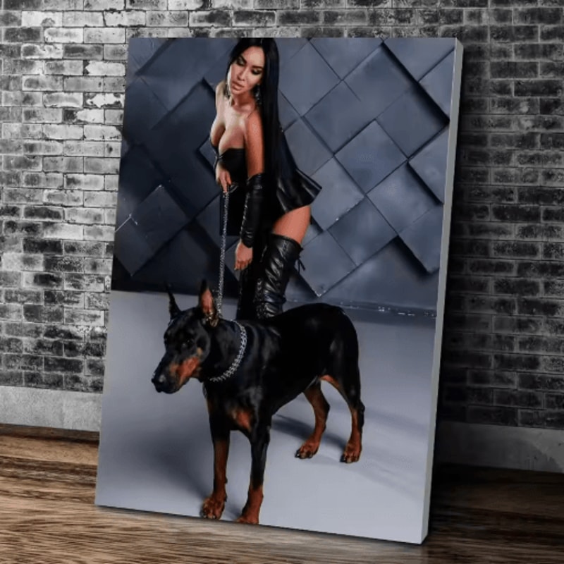 Doberman Woman Canvas Art Modern Dog Portrait Wall Decor For Stylish Homes 8