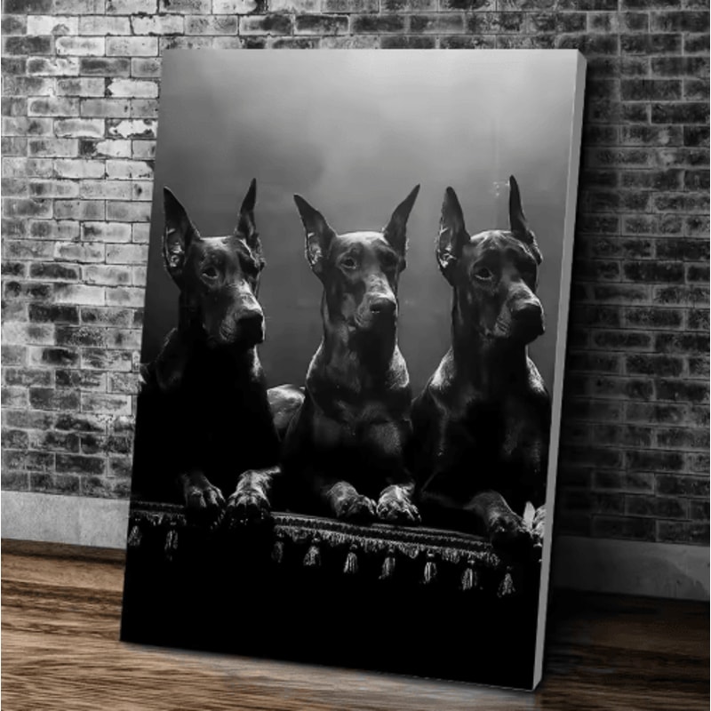 Doberman Woman Canvas Art Modern Dog Portrait Wall Decor For Stylish Homes 9