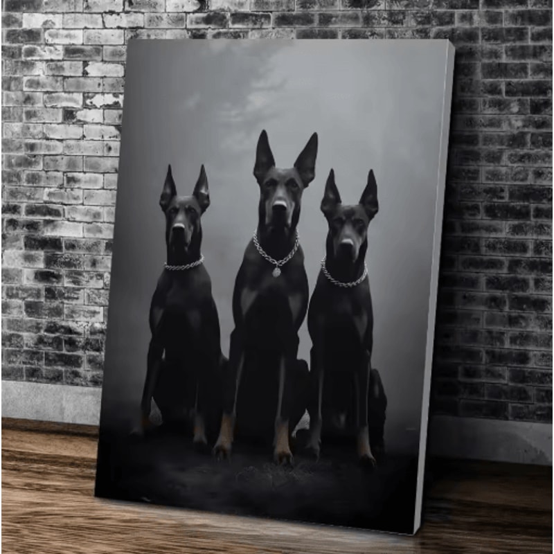 Doberman Woman Canvas Art Modern Dog Portrait Wall Decor For Stylish Homes 11