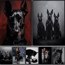 doberman & woman canvas art modern dog portrait wall decor for stylish homes