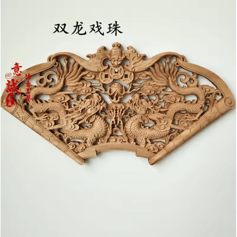 Camphor Wood Dragon Phoenix Wall Hanging Traditional Chinese Carved Art Decor 16