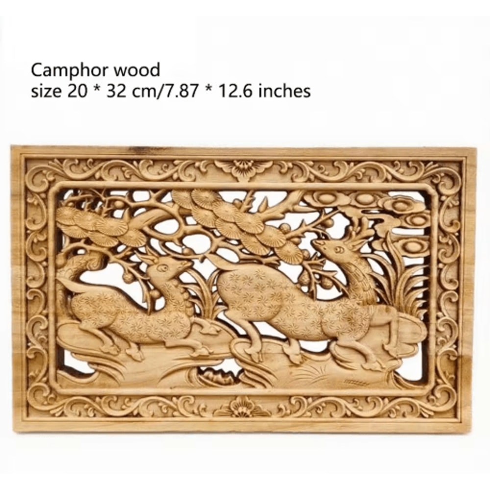 Camphor Wood Dragon Phoenix Wall Hanging Traditional Chinese Carved Art Decor 2