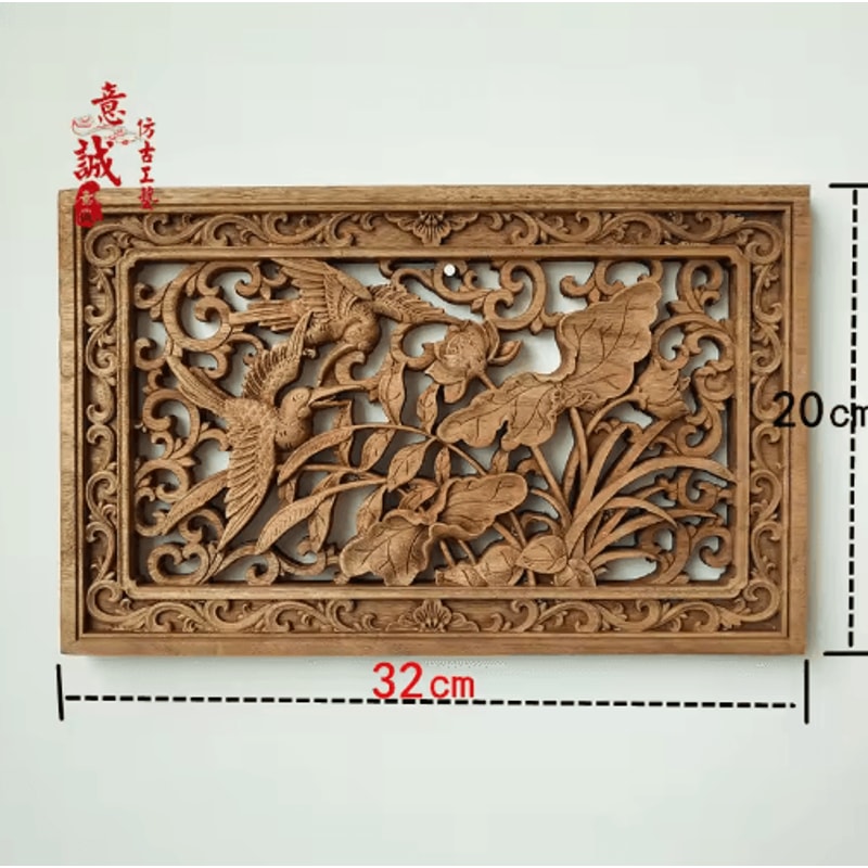 Camphor Wood Dragon Phoenix Wall Hanging Traditional Chinese Carved Art Decor 8