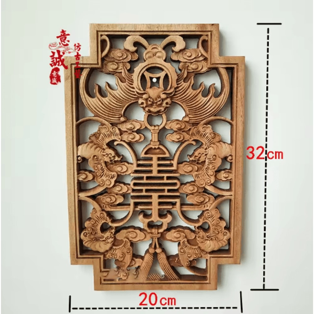 Camphor Wood Dragon Phoenix Wall Hanging Traditional Chinese Carved Art Decor 9