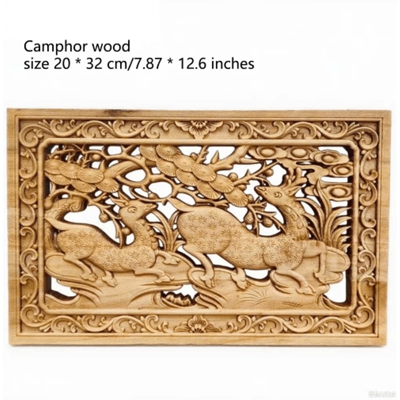 Camphor Wood Dragon Phoenix Wall Hanging Traditional Chinese Carved Art Decor 25