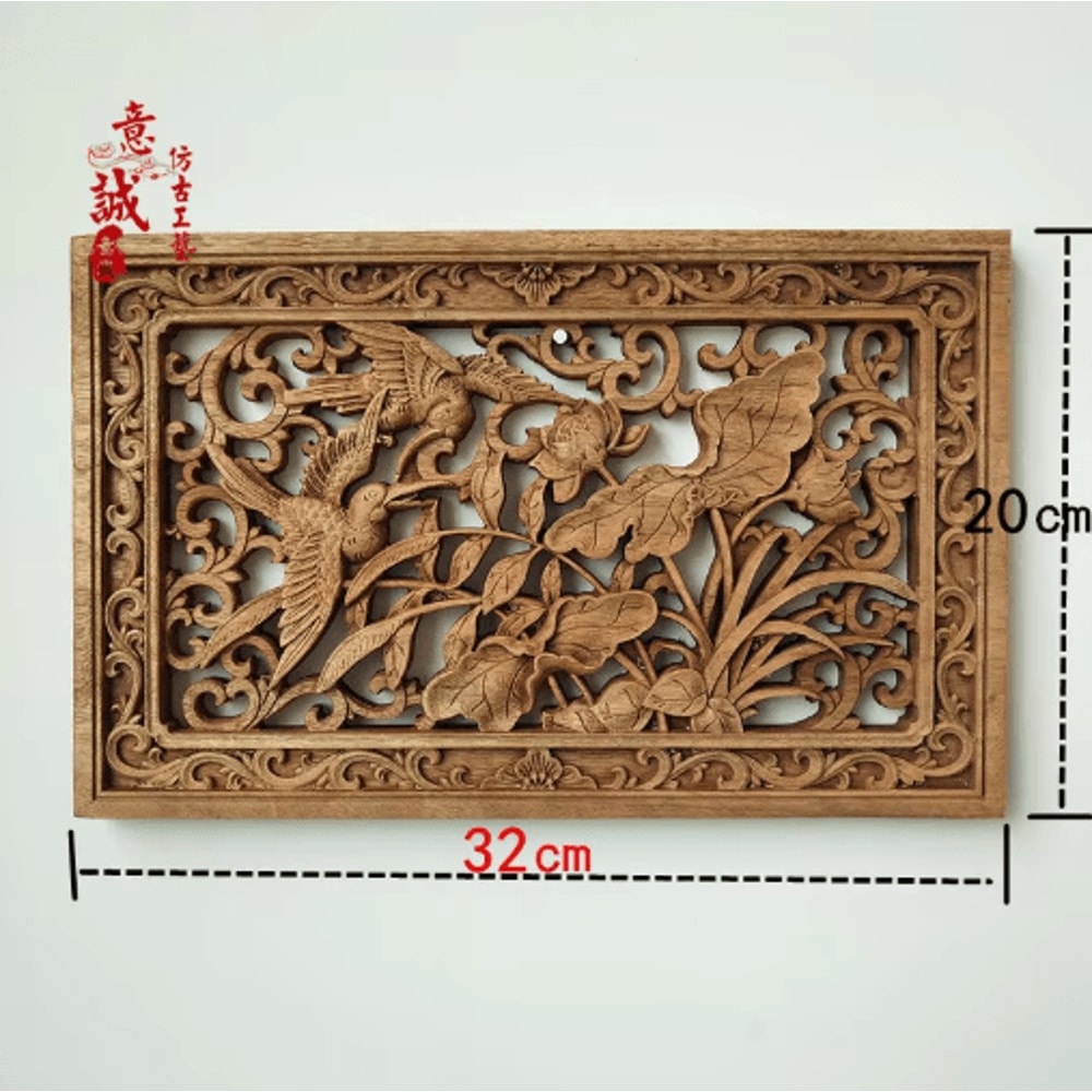 Camphor Wood Dragon Phoenix Wall Hanging Traditional Chinese Carved Art Decor 0