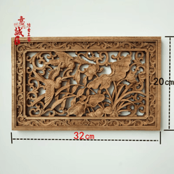 camphor wood dragon & phoenix wall hanging – traditional chinese carved art decor