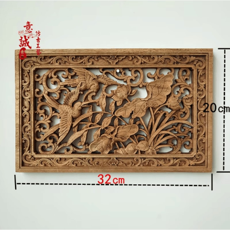 Camphor Wood Dragon Phoenix Wall Hanging Traditional Chinese Carved Art Decor 0