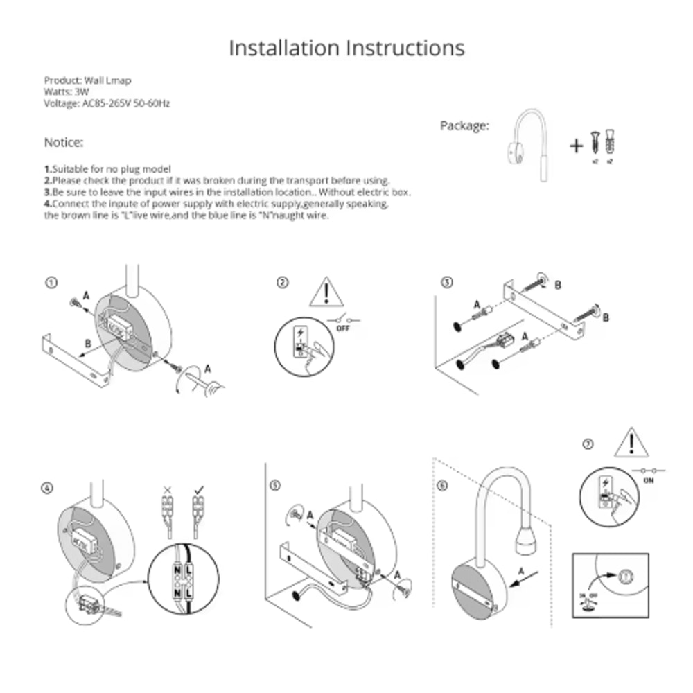 Flexible Gooseneck Bedside Reading Light Wall Sconce Clamp Lamp With Switch 10