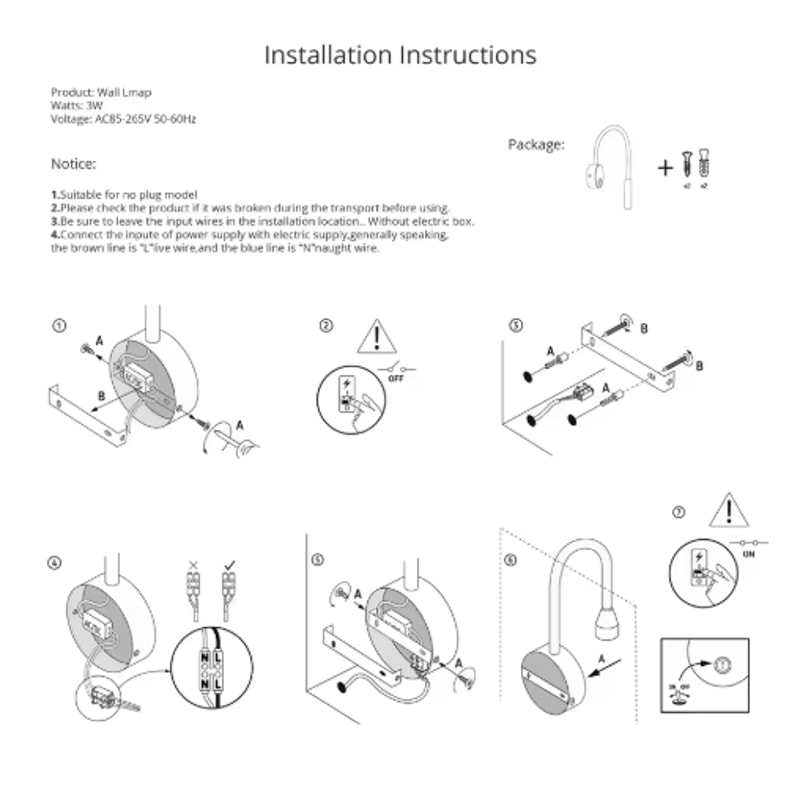 Flexible Gooseneck Bedside Reading Light Wall Sconce Clamp Lamp With Switch 10