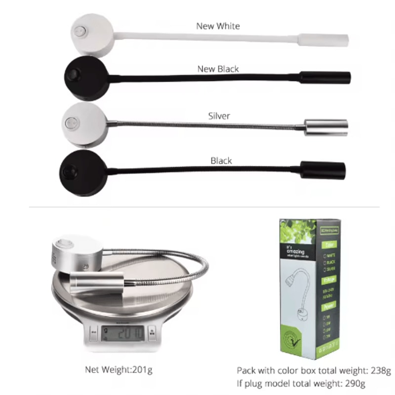 Flexible Gooseneck Bedside Reading Light Wall Sconce Clamp Lamp With Switch 11