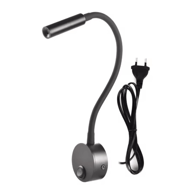 Flexible Gooseneck Bedside Reading Light Wall Sconce Clamp Lamp With Switch 0