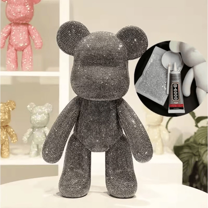 Rhinestone Crystal Bear Figurine DIY Beaded Embroidery Desk Decor 5