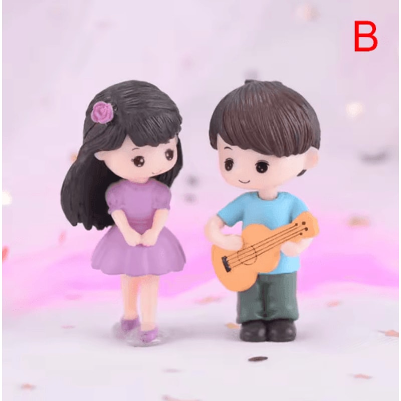 Mini Animal Couple Figurines With Stool Fairy Garden Miniatures Set For DIY Decor 6