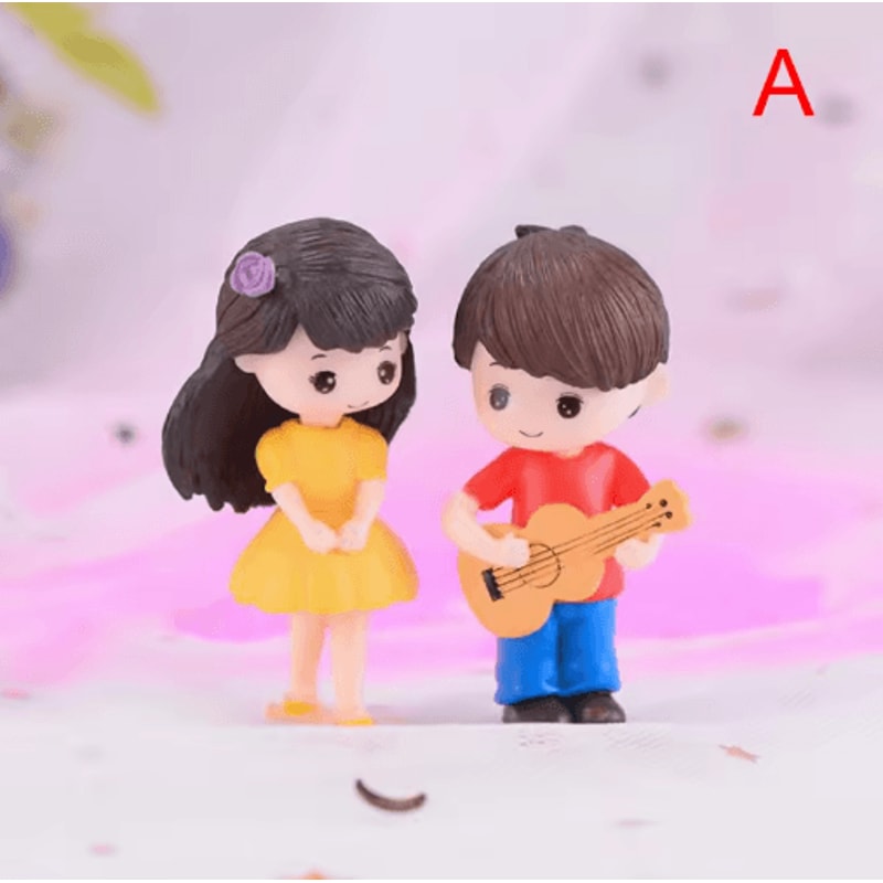 Mini Animal Couple Figurines With Stool Fairy Garden Miniatures Set For DIY Decor 7