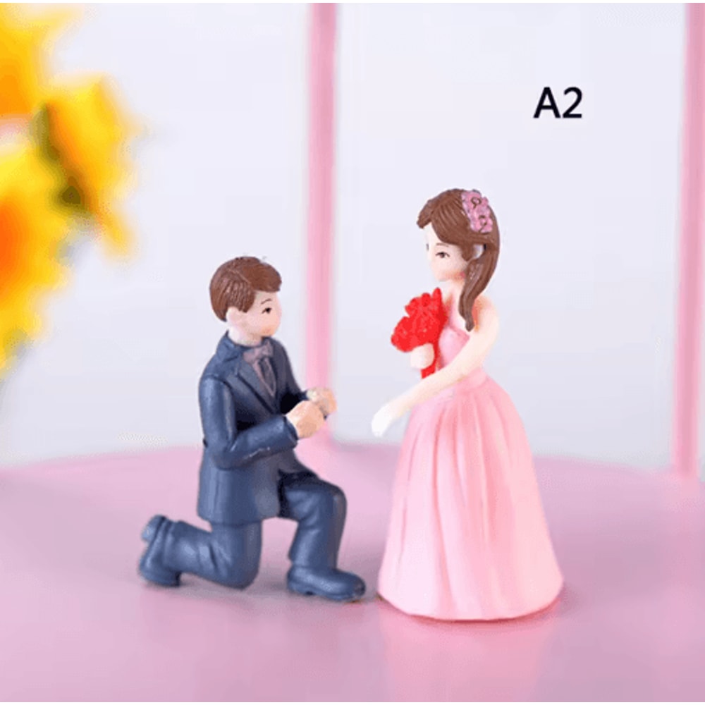 Mini Animal Couple Figurines With Stool Fairy Garden Miniatures Set For DIY Decor 20