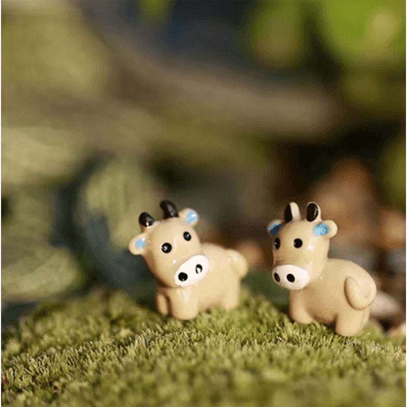 Mini Animal Couple Figurines With Stool Fairy Garden Miniatures Set For DIY Decor 21