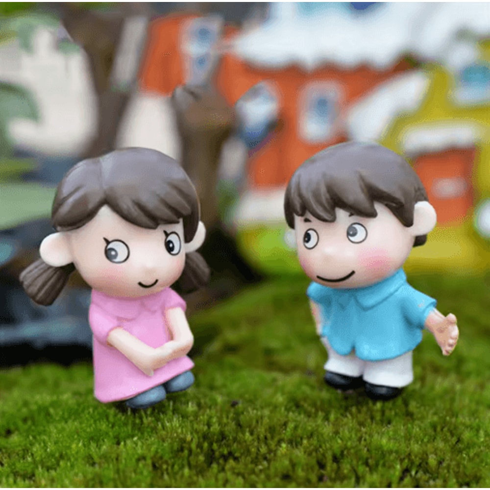 Mini Animal Couple Figurines With Stool Fairy Garden Miniatures Set For DIY Decor 24